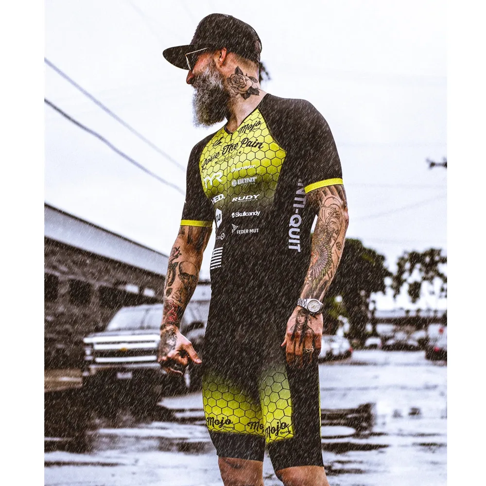 Love The Pain-traje de triatlón para equipo profesional para hombre, Jersey de ciclismo, mono, ropa de ciclismo, conjunto de manga corta 9d