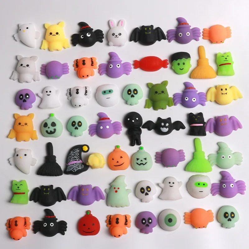 Juego de 10-30 piezas de juguetes blandos Mochi de Halloween, recuerdos para fiestas de Halloween, dulces no comestibles para Halloween, suministros para fiestas