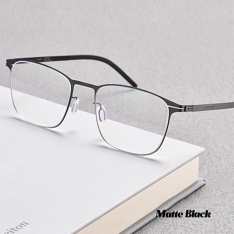 Gafas de Sol Cuadradas sin Tornillos para Hombre, Diseño de Marca, Ultraligeras (7.5g), Montura de Acero Delgada, Gafas de Negocios