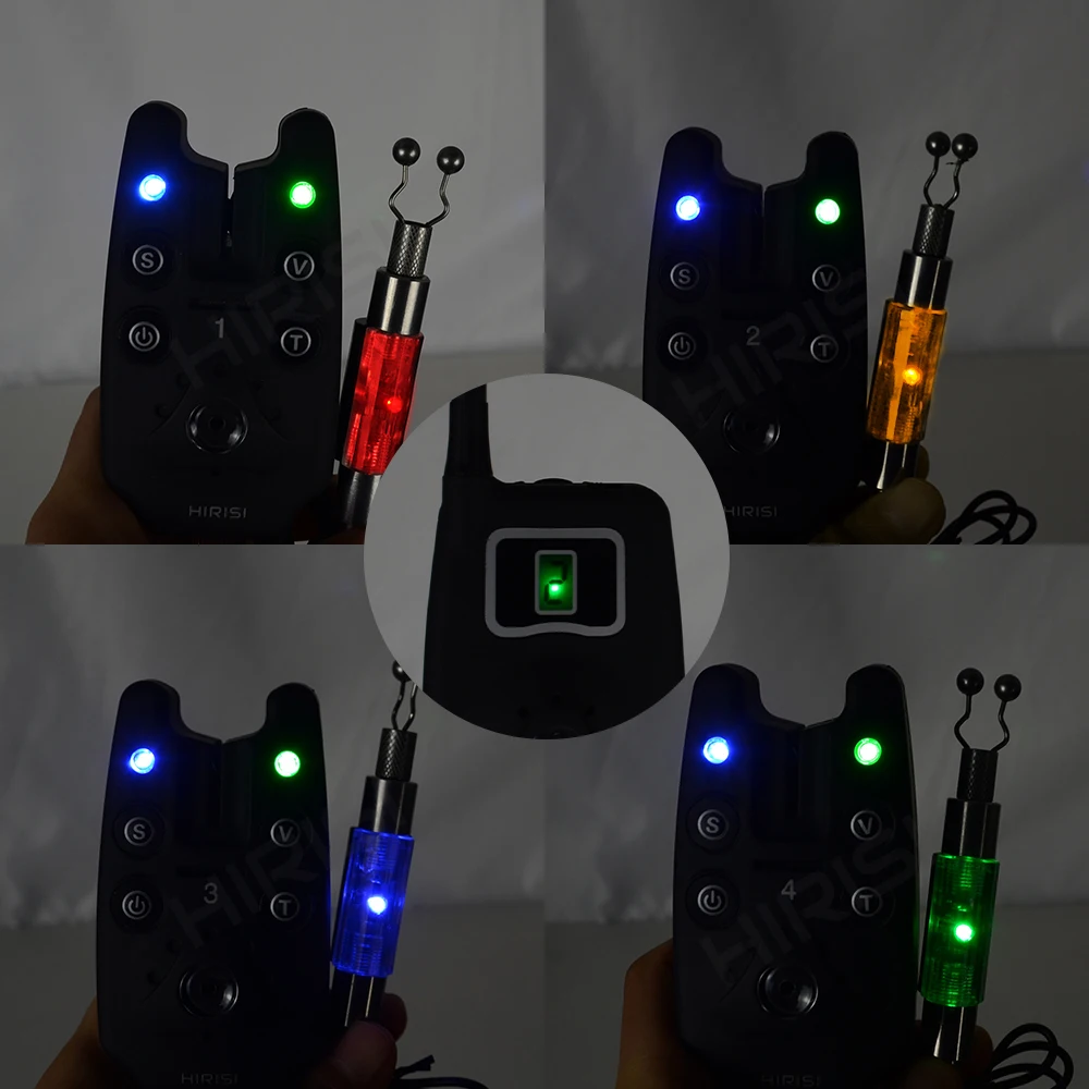 Alarma de picadura de pesca inalámbrica, 1 + 4 juegos con 4 Uds. Swinger iluminado en funda EVA para pesca de carpa B1203S