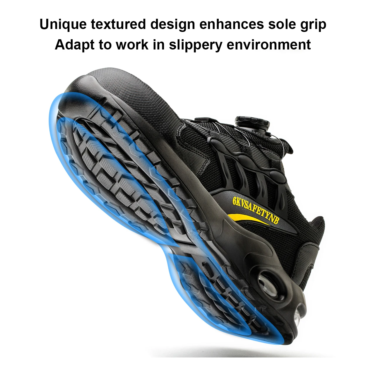 Zapatos de seguridad con botón giratorio para hombre, zapatillas de trabajo con punta de acero, zapatos indestructibles, botas de trabajo a prueba de pinchazos, zapatos de seguridad con cojín de aire
