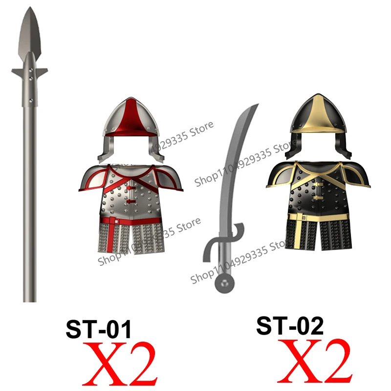 Figuras de soldados militares medievales, bloques de construcción MOC, Castillo, águila negra, Lobo, pulpo, Griffin, caballero antiguo, bloques Waffen, Juguetes