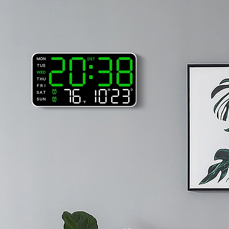 Reloj de pared Digital grande, pantalla de temperatura, fecha, semana, Control remoto, alimentado por USB, reloj de mesa, alarmas duales montadas en la pared, relojes LED