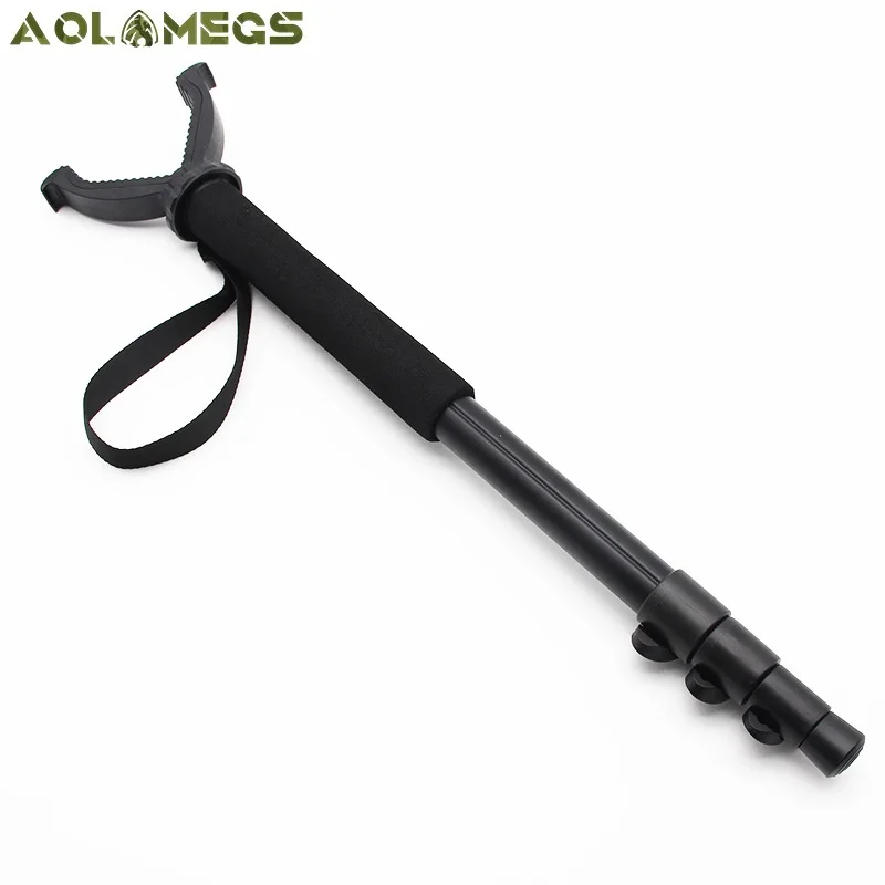 Accesorio de tiro de caza de aluminio, yugo giratorio en forma de V, monopié, palo de tiro telescópico, palo de caza con correa para el hombro