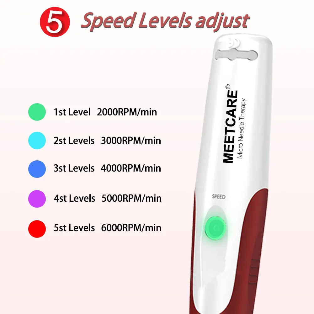 Dermapen Inalámbrico Profesional de Microagujas de 0.2mm con 5 Velocidades Ajustables y Cartucho de Bayoneta