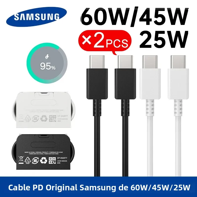 Cable USB Tipo C Original Samsung S26 S25 de 45W 25W, 5A PD, Carga Rápida para Galaxy S24 S23 S22 S21 Plus Ultra Note 20 A71 Tab S8