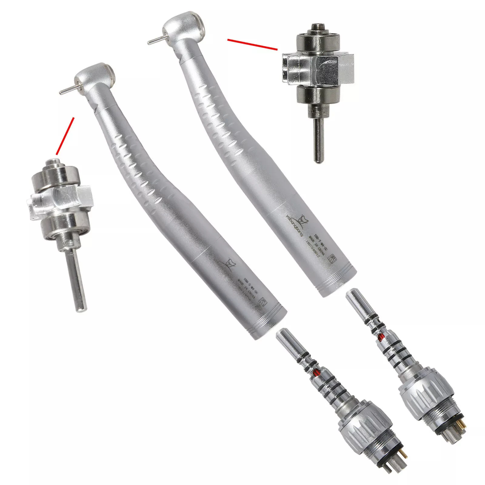Turbina de fibra óptica LED para odontología, pieza de mano con botón pulsador y acoplador rápido de 6 orificios, ajuste giratorio de 360 °, estilo KaVo