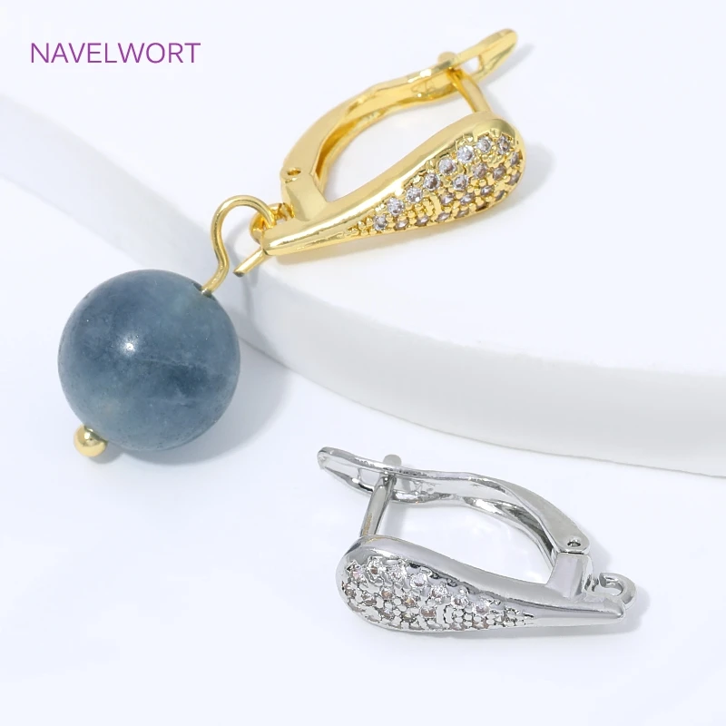 Ganchos para Pendientes en Forma de Abanico con Baño de Oro de 18K, Fijaciones de Latón para Pendientes, Cierres para Pendientes, Materiales para Joyería DIY