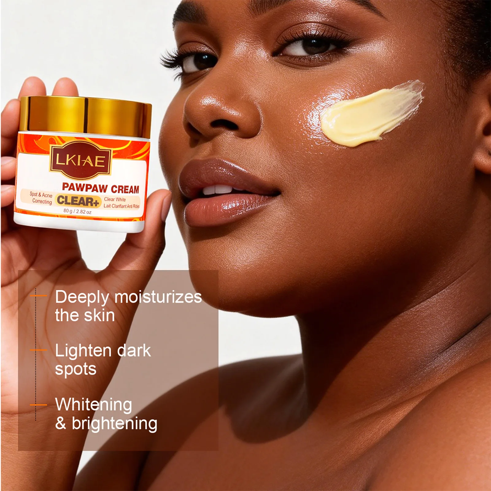 Crema Facial Blanqueadora Pawpaw de LKIAE para Mujeres, Hidratante, Antiacné, Manchas Oscuras, con Niacinamida, Manteca de Karité, Glutatión
