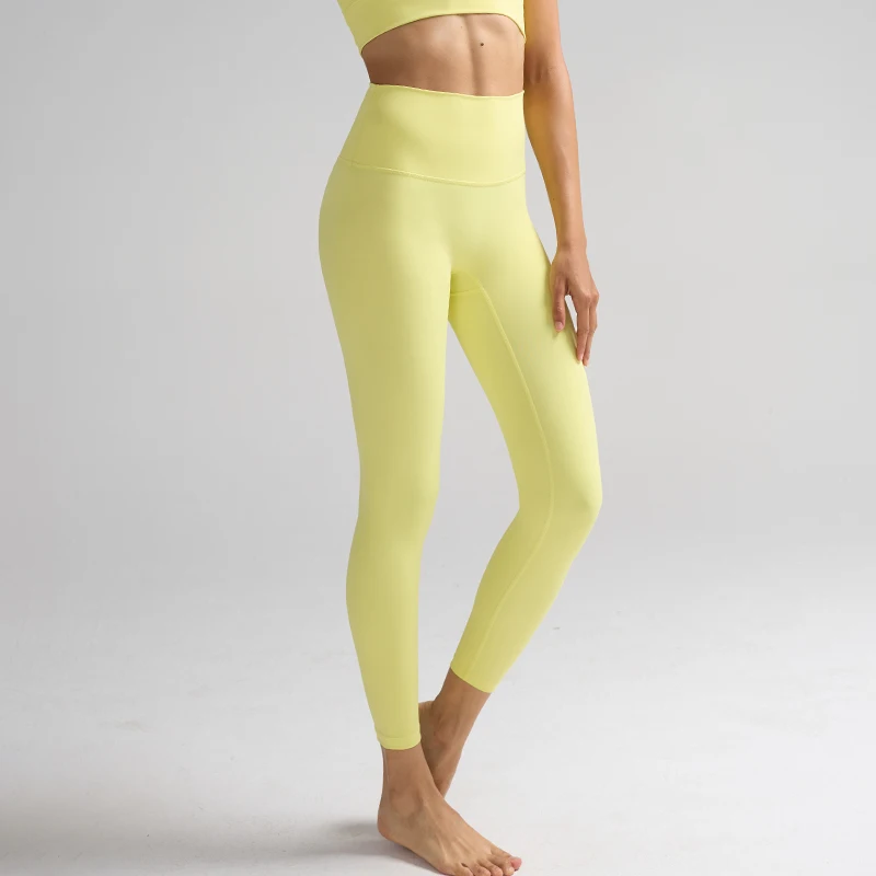 Mallas de cintura alta con sensación desnuda para mujer, mallas deportivas para correr y Yoga, mallas ajustadas para gimnasio energético, mallas de entrenamiento informales