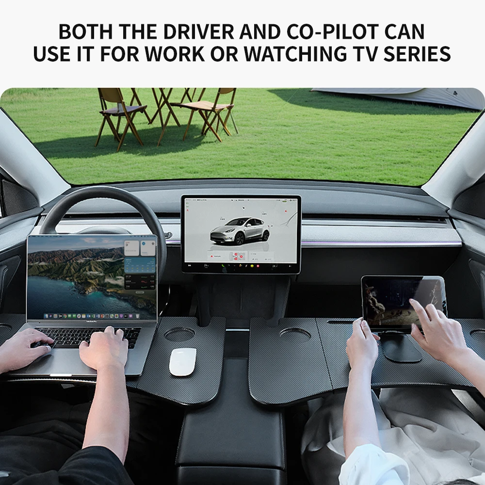 Mesa de escritorio YZ para Tesla Model 3/Y/YL Highland Juniper 2021-2026, bandeja para volante de coche, mesa para ordenador portátil, mesa para comida, mesa de oficina portátil