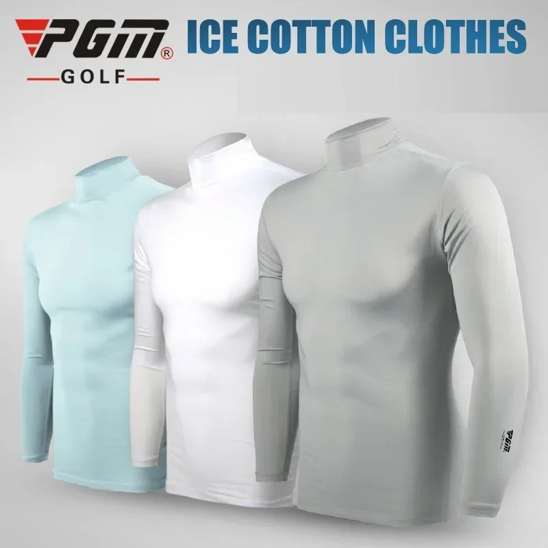 PGM-Camiseta de Golf con protección solar para hombre, ropa interior de manga larga, camisetas de seda helada refrescantes, ropa suave Anti-UV para hombre YF202