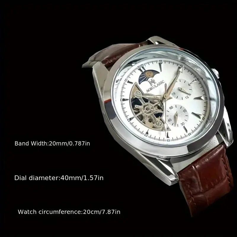 Reloj mecánico automático de lujo para hombre, con un diseño hemisférico genial, el reloj para hombre más vendido, puntero de fase lunar, diseño esqueletizado, el mejor regalo para él, no requiere pilas
