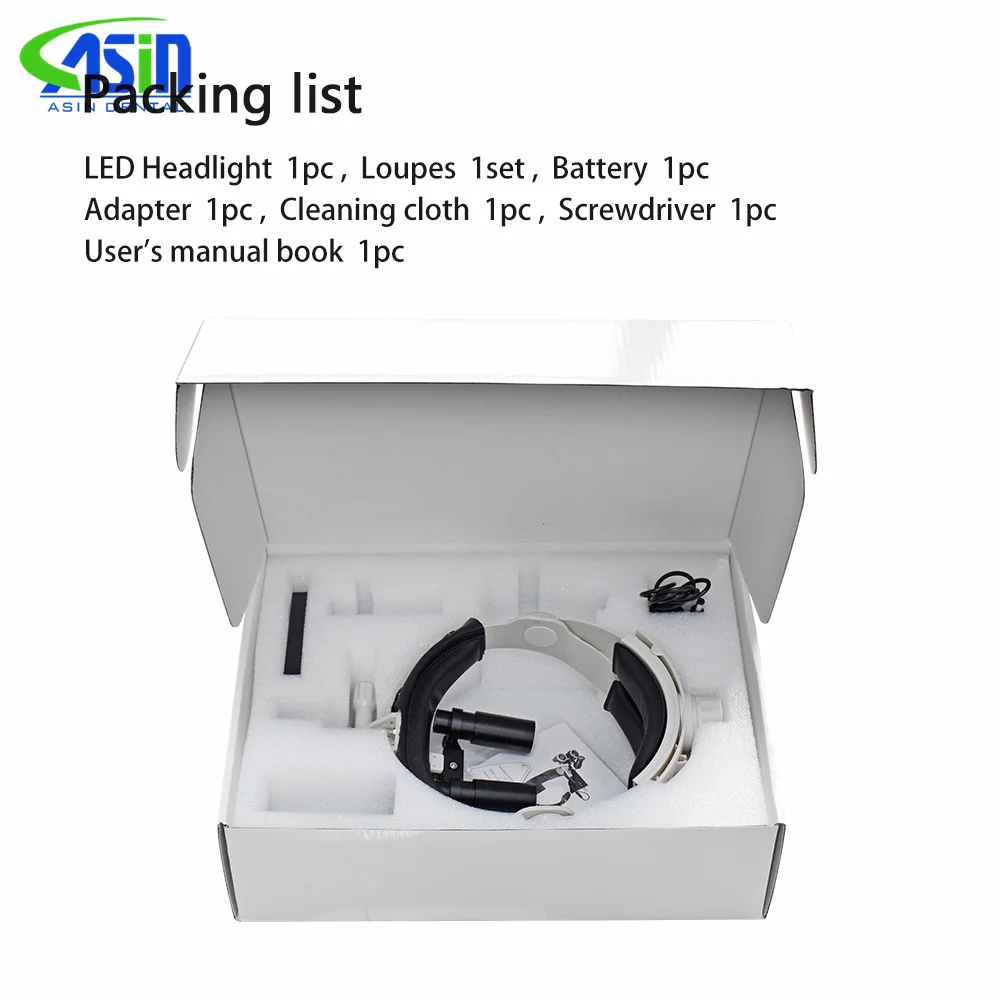 DEASIN-lupa Dental 5X/6X, lupas Kepler Binocular, diadema ajustable con faro LED, herramienta de faro quirúrgico para dentista, 5W