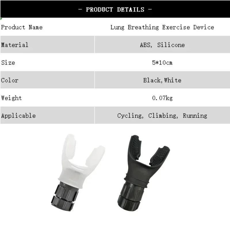 Entrenador de respiración de silicona con resistencia ajustable, dispositivo portátil de entrenamiento pulmonar para deportes y fitness.