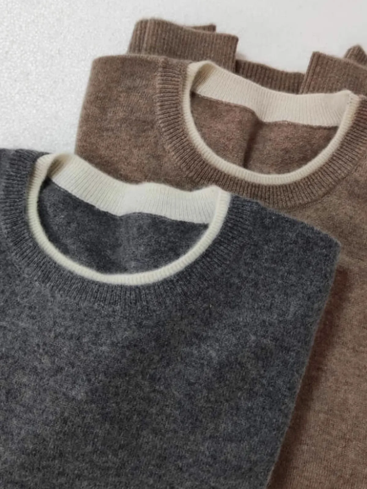 Suéter de cachemira pura con cuello redondo para mujer, jersey de otoño e invierno, suéter holgado de talla grande con parte inferior de lana, suéter de punto