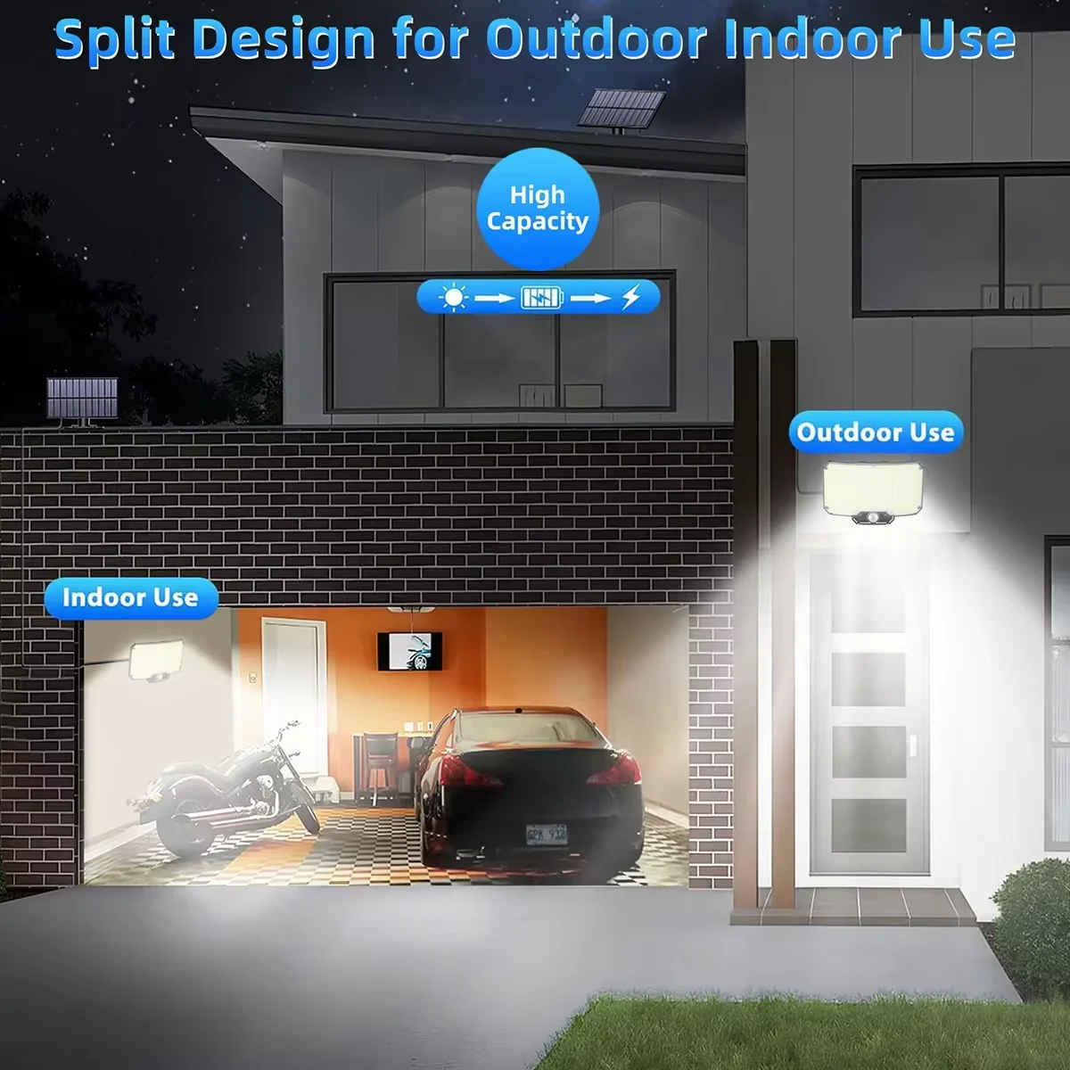 Lámpara Solar Exterior Súper Brillante con Sensor de Movimiento, Gran Potencia Solar, 234 LED, Lámpara de Pared para Jardín, IP65 Impermeable, 3 Modos de Funcionamiento