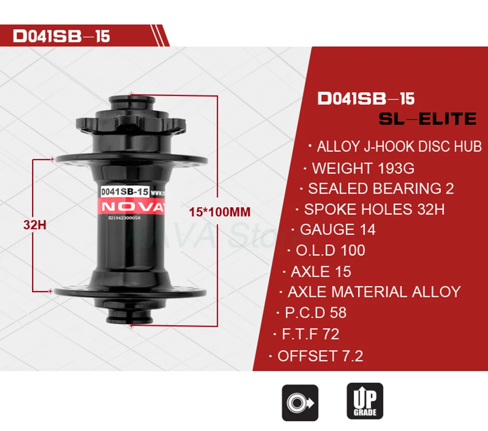 Buje Novatec Boost D041SB-15 15x110mm buje delantero mtb 32 orificios a través