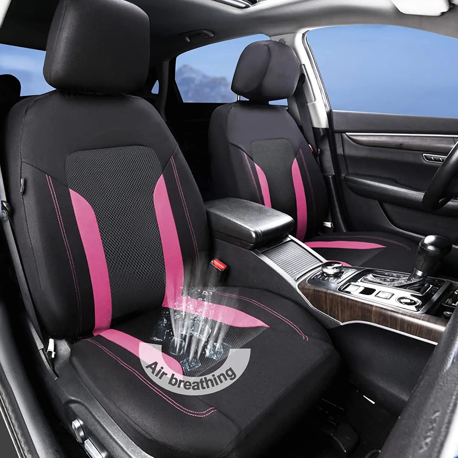 AUTO PLUS Funda Universal de malla para asiento de coche, accesorios de Voiture, Interior, Unisex, se adapta a la mayoría de coches, SUV, furgoneta, con cremallera, Airbag, Compatible