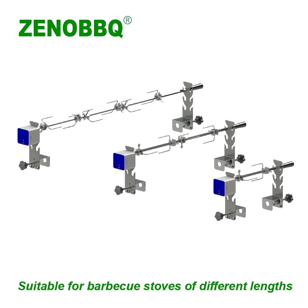 ZENOBBQ-cesta giratoria para asador, parrilla de pescado, escupir para barbacoa, estante automático para carne, accesorios para asador de ajuste de longitud libre para hornear