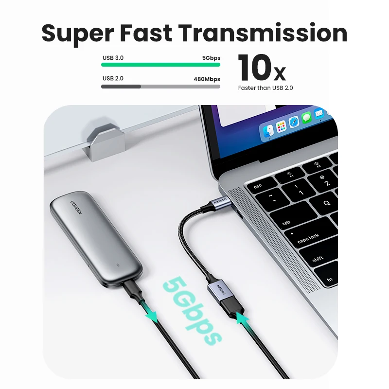 UGREEN-Adaptador USB tipo C a USB 3,0 OTG, Conector de Cable de datos para Samsung Galaxy 10, MacBook Pro 2019