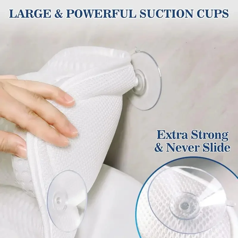 Almohada de baño Almohada de bañera, Almohadas de baño de lujo para soporte de cuello y espalda de bañera, Reposacabezas de almohada de bañera con malla 4D suave
