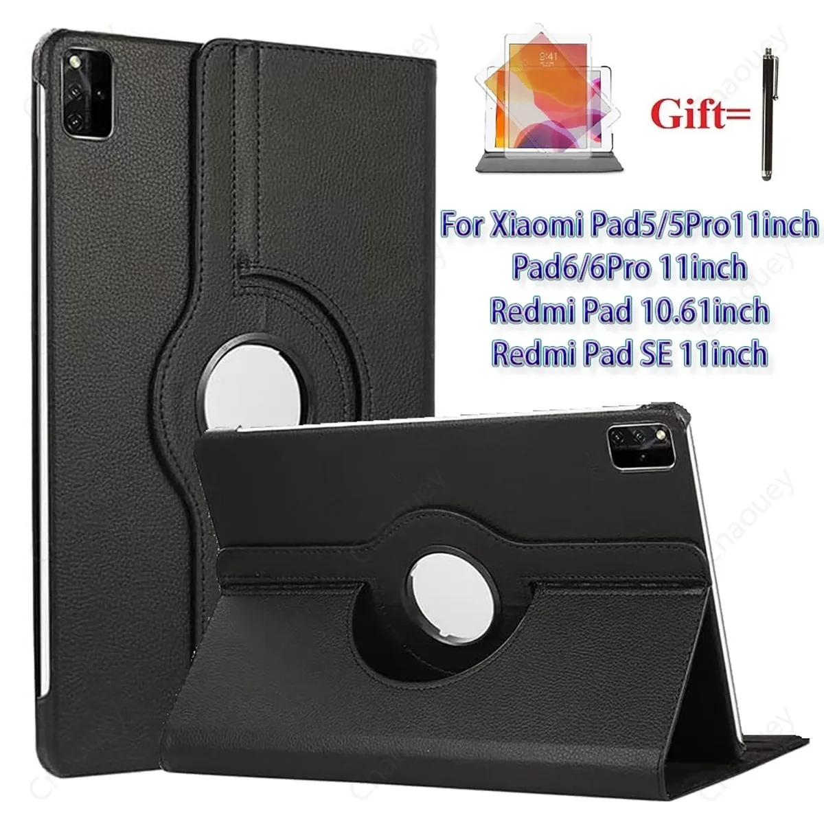 Funda Giratoria para Xiaomi Pad 5 6 11" Pad 7 11.2" Redmi Pad SE 11" Pad 2 2025, Funda Protectora de Cuero PU con Soporte y Función de Activación/Suspensión Automática