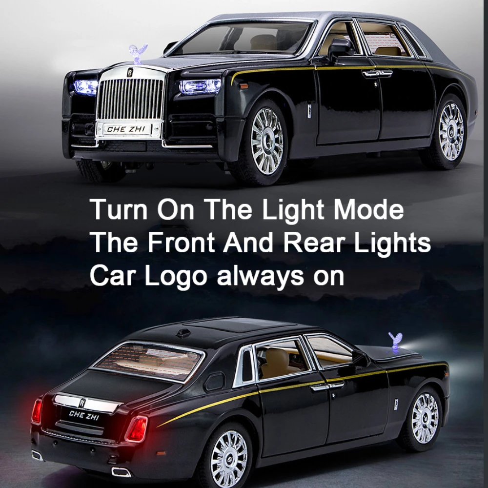 1/24 Rolls Royce Phantom coches de juguete fundidos a presión modelo simulado Pull Back limusina aleación de Zinc coche de juguete de Metal para niños colección de regalos