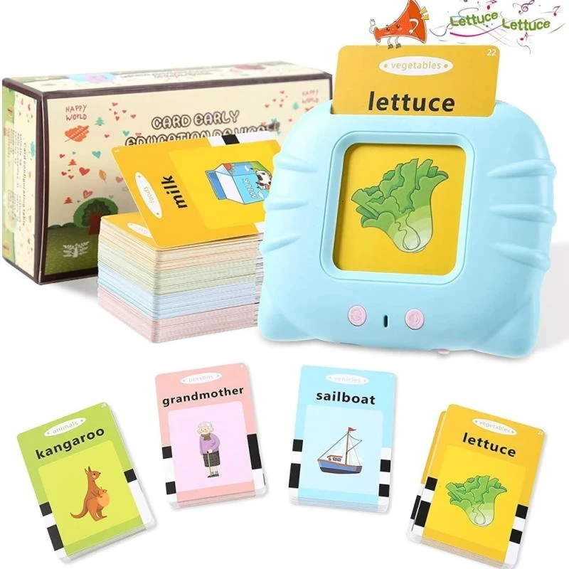 Tarjetas Flash parlantes de aprendizaje educativo para niños de guardería, libro de Audio electrónico en idioma inglés, juguetes para aprender palabras en inglés