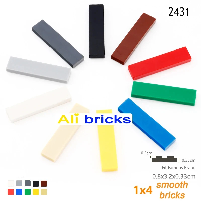 25 uds 1x4 tamaño creativo educativo MOC DIY 2431 bloques de construcción figura azulejo de cerámica ladrillos azulejos planos lisos juguetes para niños