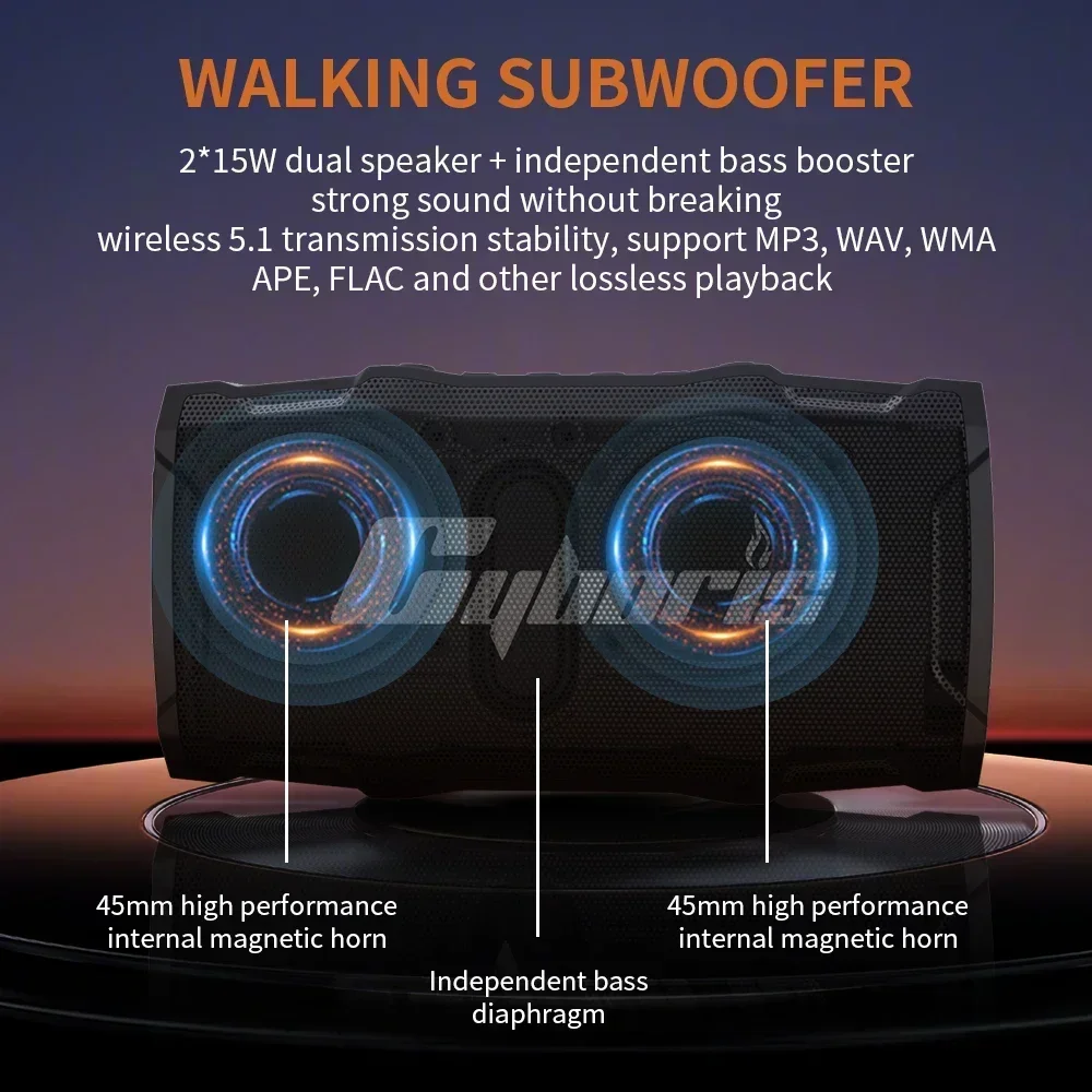 Altavoz Bluetooth inalámbrico magnético con soporte para bicicleta, carrito de Golf electrónico con subwoofer para ciclismo, portátil, resistente al agua, 30W