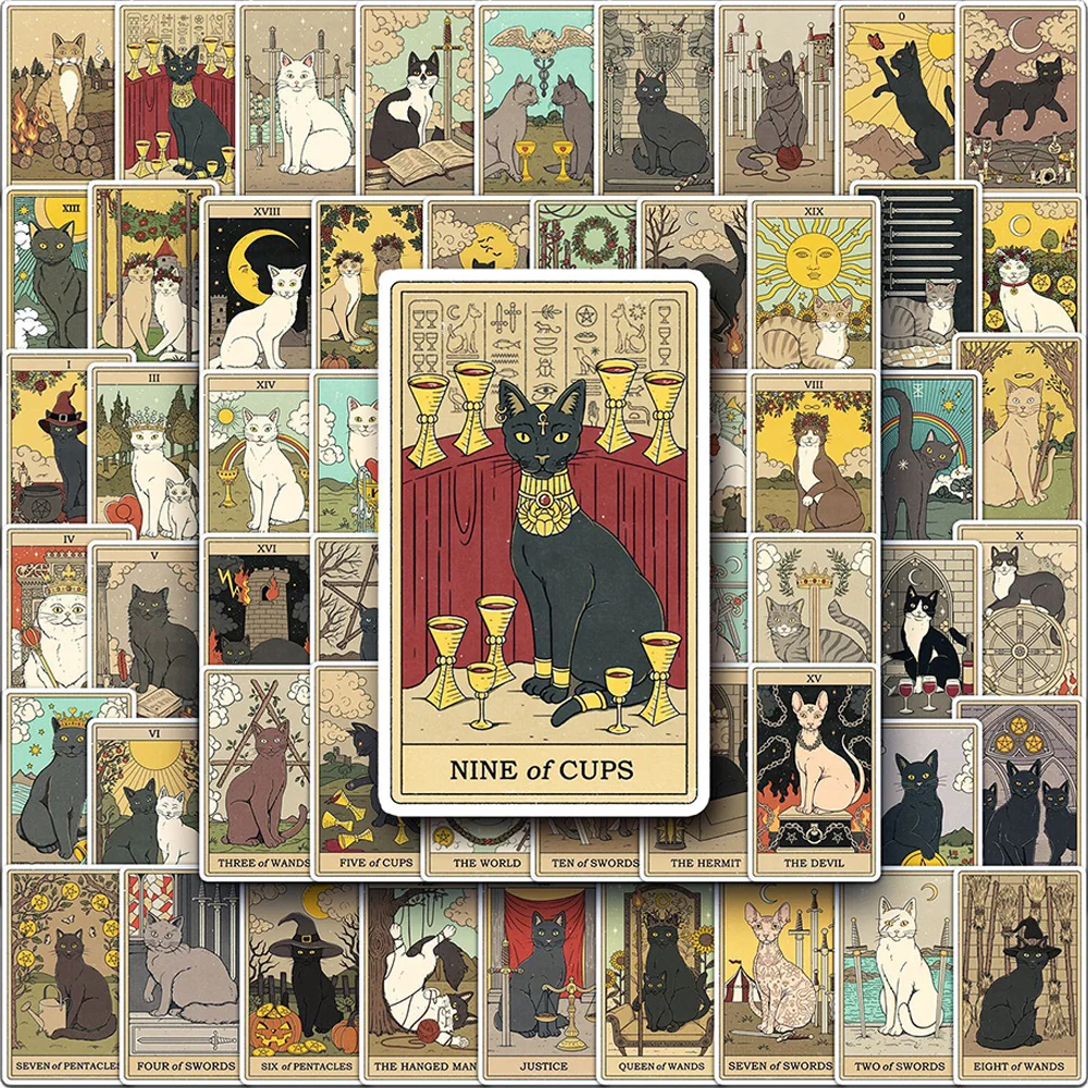 10/30/78 Uds. Pegatinas de Tarot estilo gato clásico Vintage calcomanías de decoración divertidas juguete para regalo PVC DIY maleta para portátil guitarra monopatín