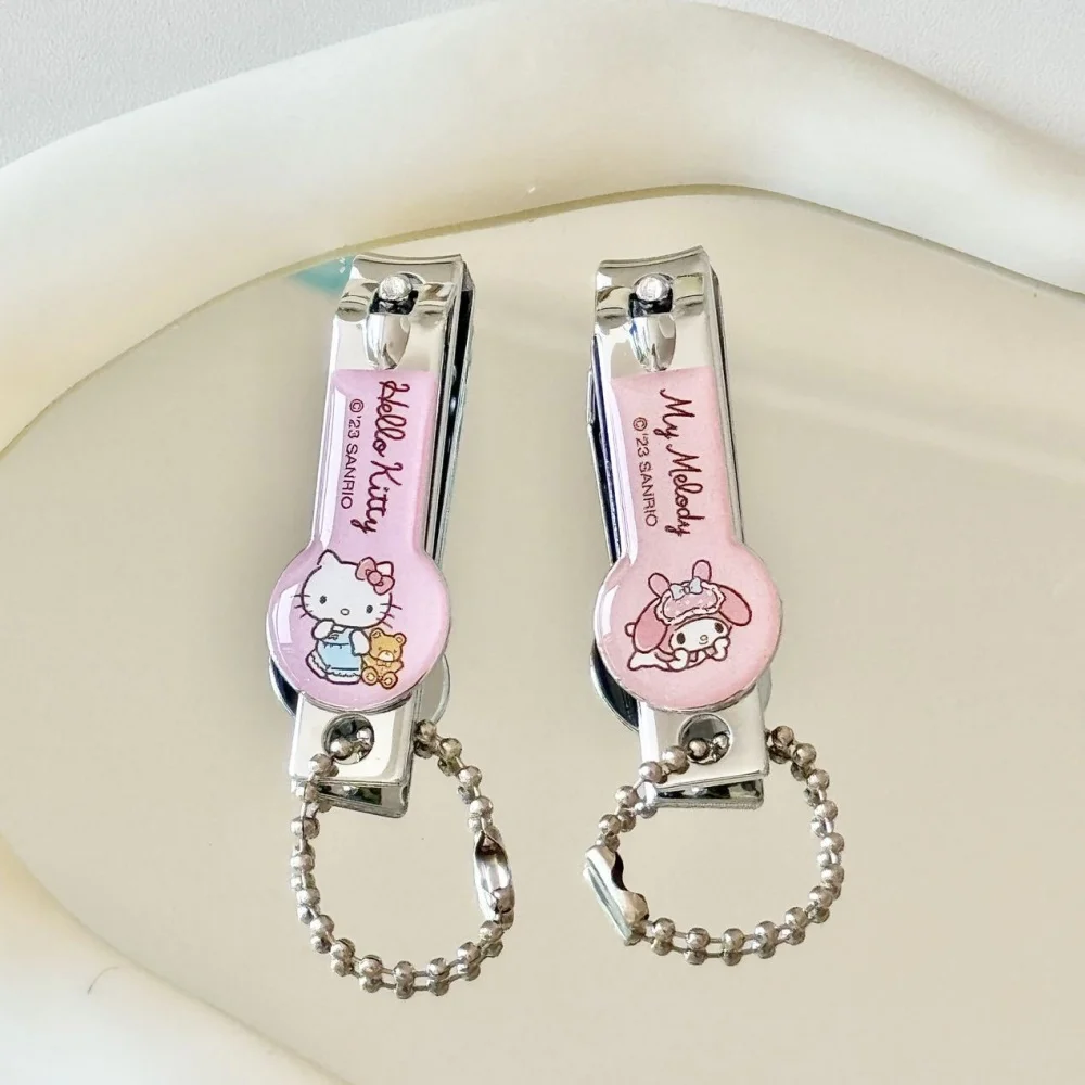 1/2 piezas de cortaúñas Kuromi Cinnamoroll Hello Kitty, bonitos cortaúñas de dibujos animados Kuromi, tijeras de uñas para niños con boca plana. ﻿