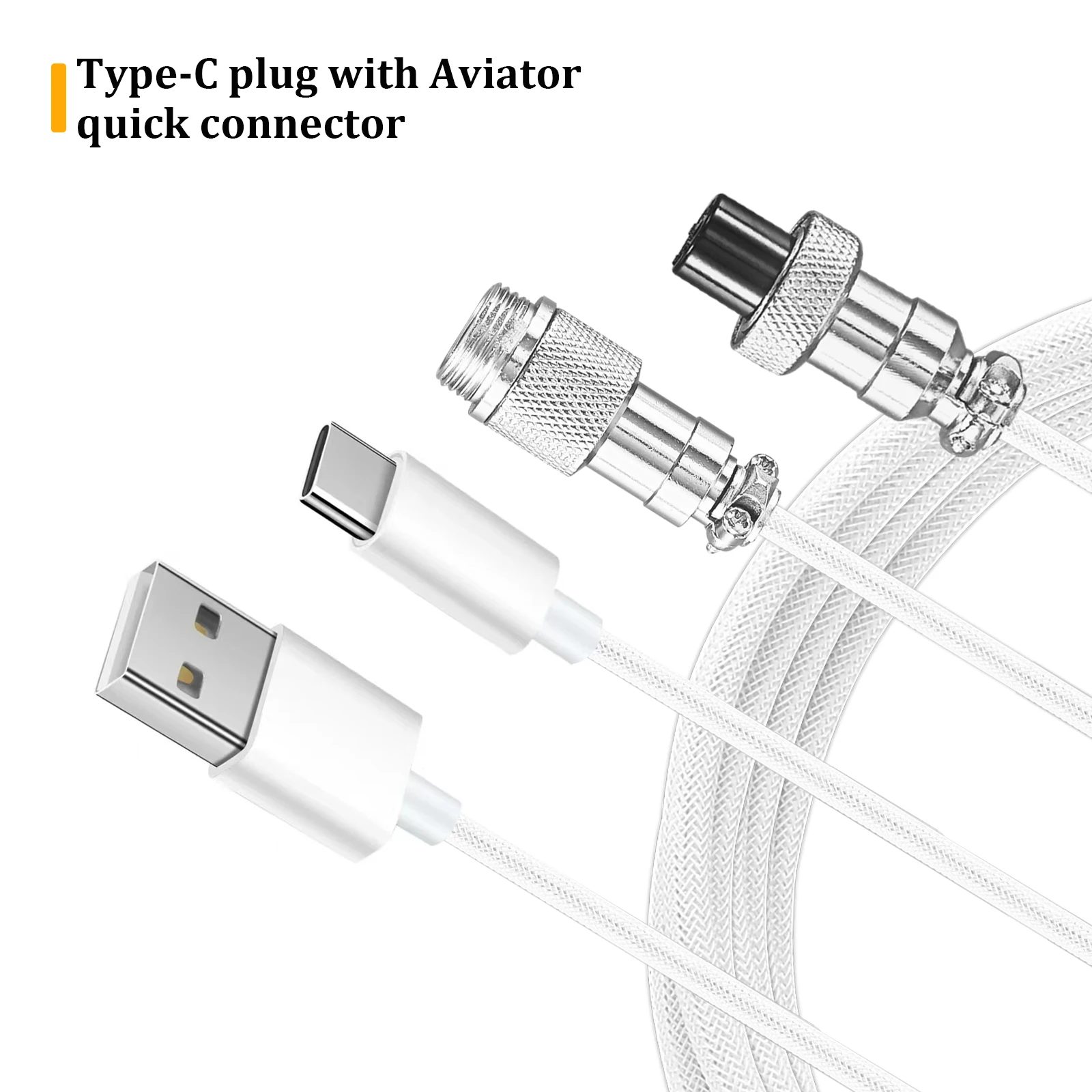 NNBILI nuevo teclado mecánico personalizado tipo C Cable en espiral teclado mecánico USB Cable de resorte ordenador de escritorio conector de aviación