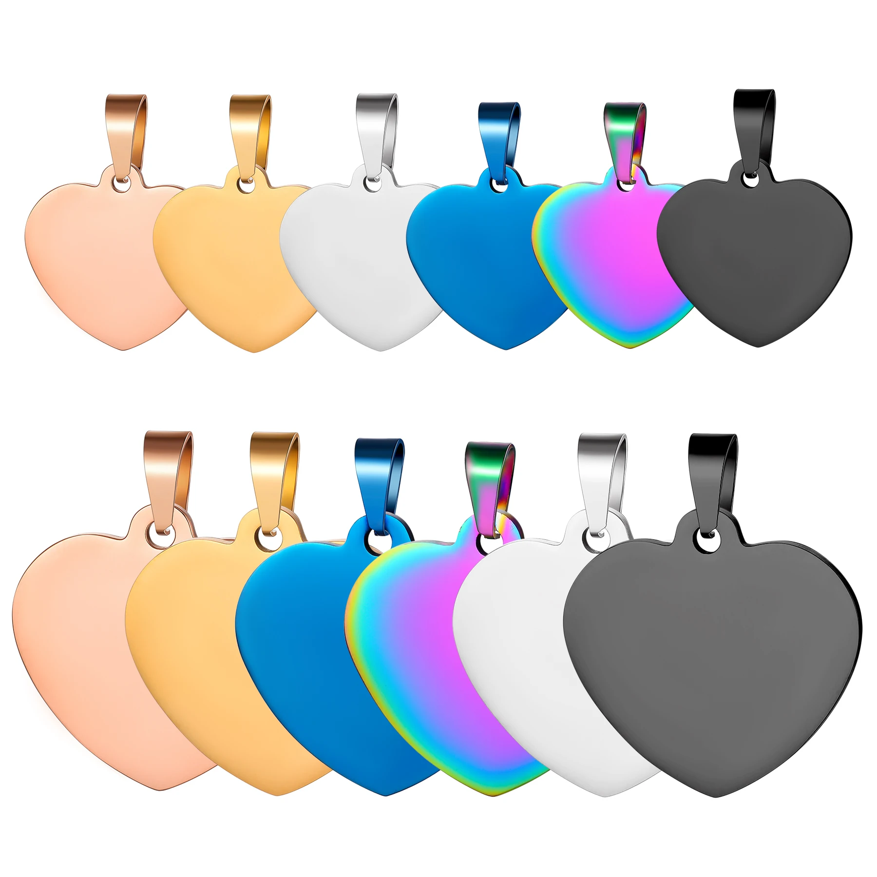 10 Uds. Venta al por mayor, collar minimalista Unisex de acero inoxidable con etiqueta de perro, colgante de corazón, collar altamente pulido, cadena, regalos de joyería