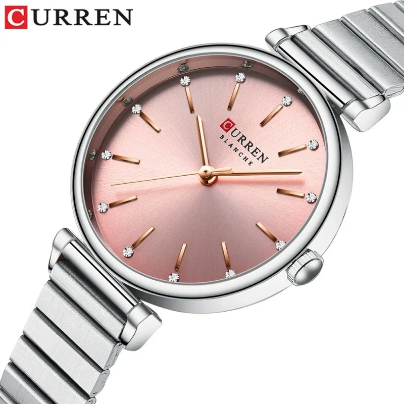 CURREN 9081 Reloj de Cuarzo Elegante y Sofisticado para Mujer, Resistente al Agua, Correa de Acero Inoxidable, Reloj de Negocios para Mujer, Relojes de Mujer
