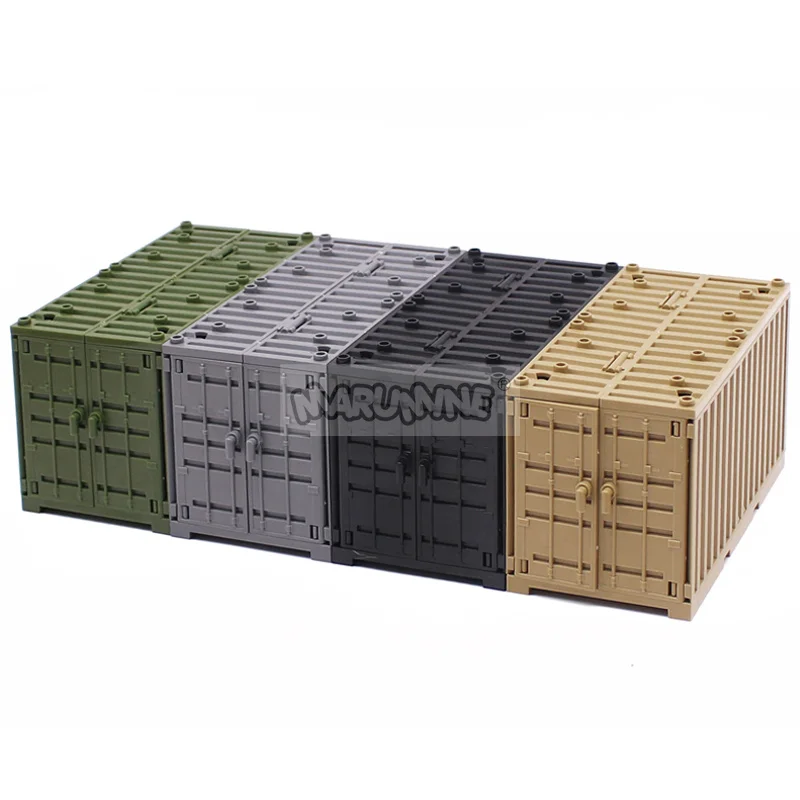 Marumine-cajas contenedoras militares MOC, accesorios de ladrillos, escena del ejército, piezas de bloques de construcción, envío, Kit de modelo de caja de transporte DIY