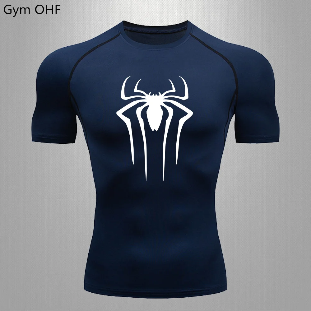 Camiseta de compresión de araña para hombre, camiseta deportiva para gimnasio, sudadera para correr, entrenamiento de Montañismo al aire libre