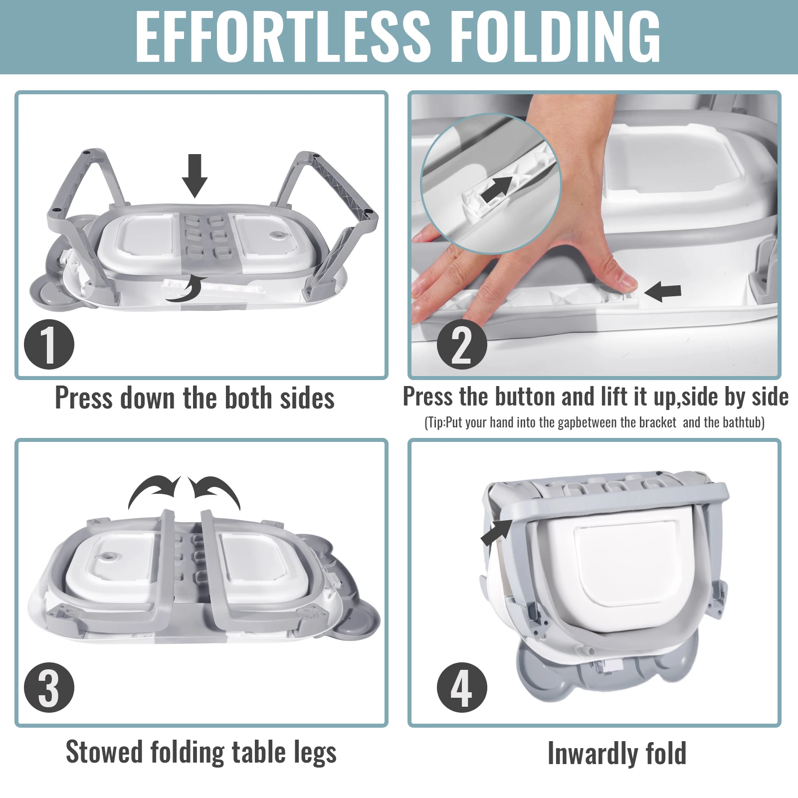 Bañera Plegable para Bebé, Bañera Grande para Bebés con Termómetro y Tapete Antideslizante para Recién Nacidos y Niños Pequeños, Artículos Esenciales para un Baño Seguro, Gris/Rosa