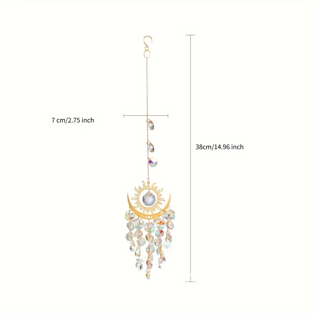 1 pieza de Adornos Luminosos para Jardín, Atrapasoles de Cristal con Diseño de Llama, Luna y Sol, Campanilla de Viento y Adornos Colgantes