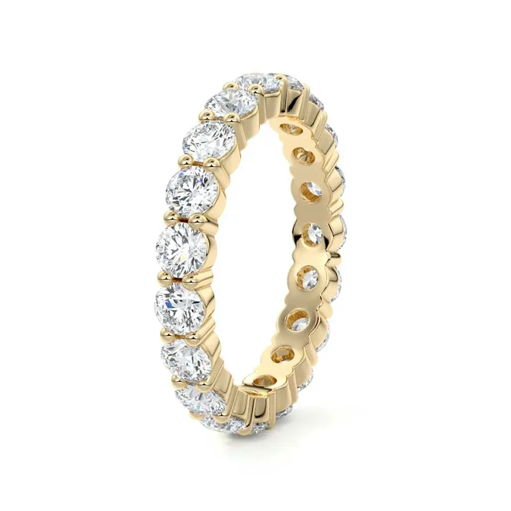 Anillo de eternidad de moissanita de 4 mm certificado por Lnngy, anillo de boda relleno de oro de 14k para mujer, anillo apilable brillante, accesorios de joyería