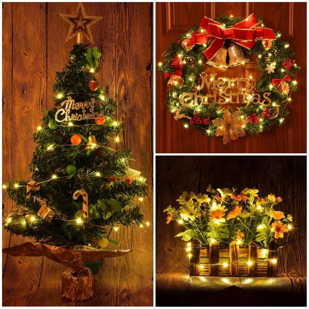 Guirnalda de luces LED de 50M/100M, guirnaldas de luces de alambre plateado, guirnalda de Navidad para boda al aire libre, árbol de Año Nuevo, decoración de fiesta en terraza