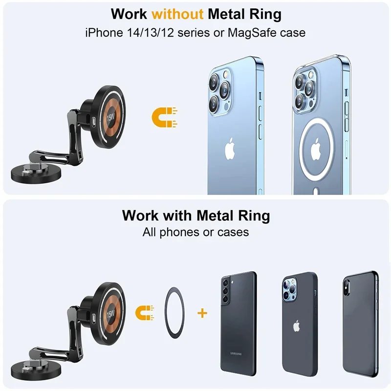 Soporte magnético para cargador inalámbrico de coche, estación de carga rápida, soporte de teléfono para Macsfae, iPhone 15, 14, 13, 12