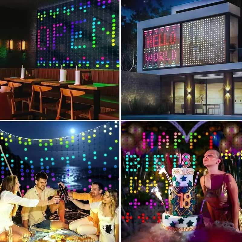 Cortina de luces LED inteligente con control por aplicación, RGB regulable, patrones personalizables, iluminación ambiental musical para el hogar, fiestas, decoración navideña