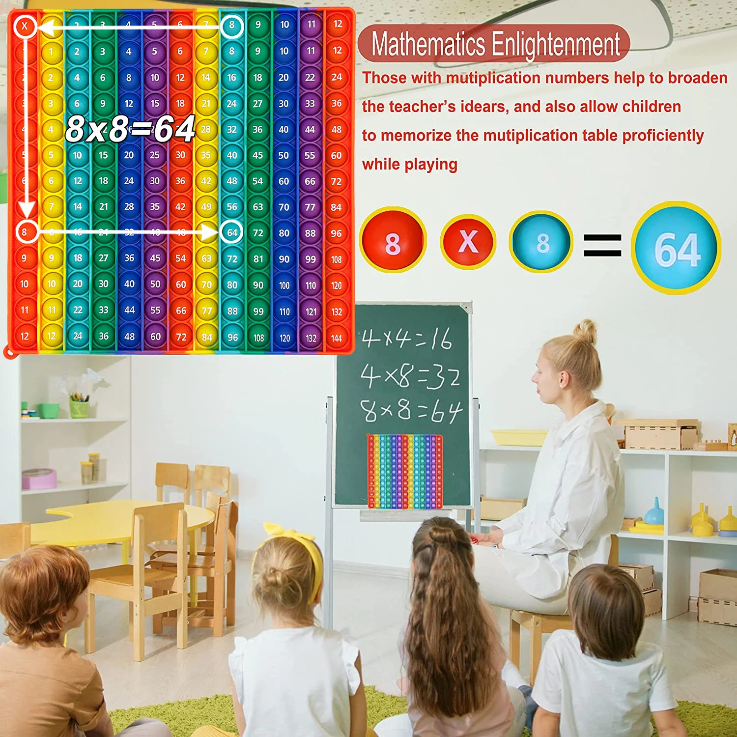 12x12 multiplicación de empuje rápido Bubble Fidget juegos de matemáticas, números de mesa de tiempos contar papelería juguetes educativos para niños
