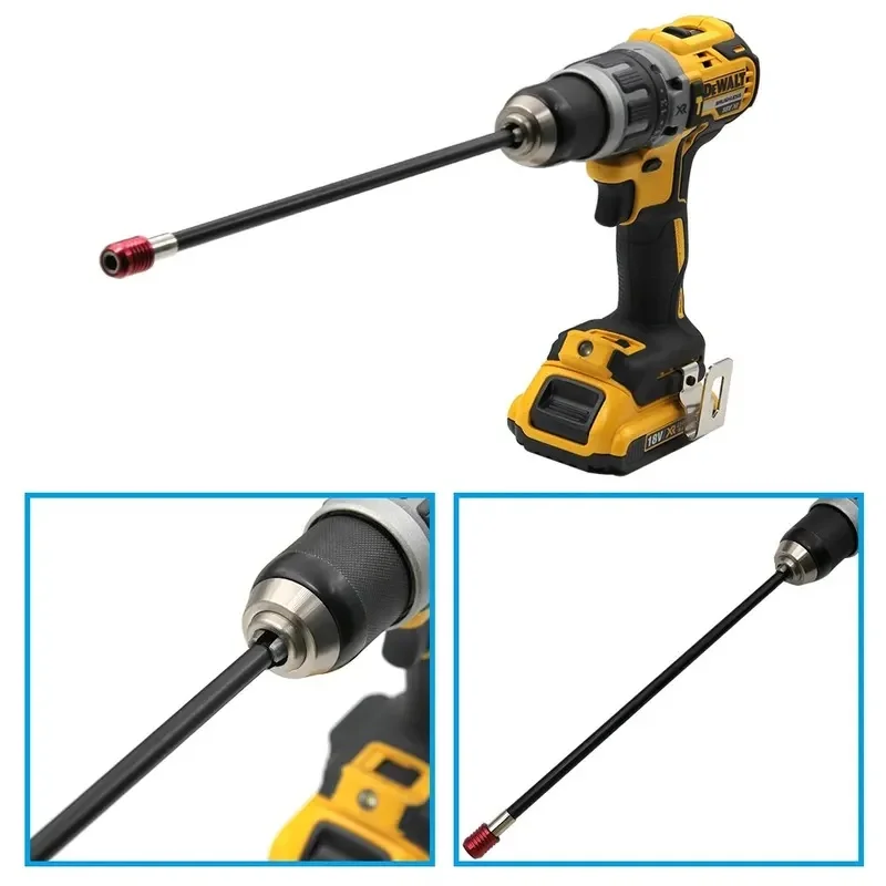 1 pieza de barra de extensión autoblocante de 300 mm, mango hexagonal extendido rojo, barra de conexión de liberación rápida, accesorio de extensión para destornillador, herramienta