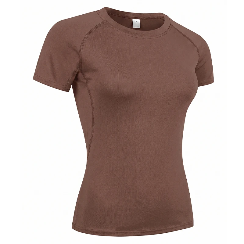 Camiseta de compresión para mujer, camiseta atlética de manga corta para Yoga, correr, verano, gimnasio, entrenamiento, camisetas elásticas de secado rápido, capa base