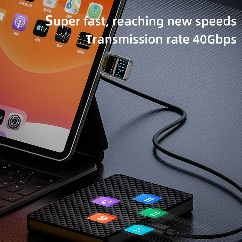 Adaptador USB C de 90 grados, adaptador tipo C en forma de U de ángulo recto, transferencia de datos de 40Gbps PD 140W USB4.0 8K 60Hz, vídeo para Thunderbolt 3/4