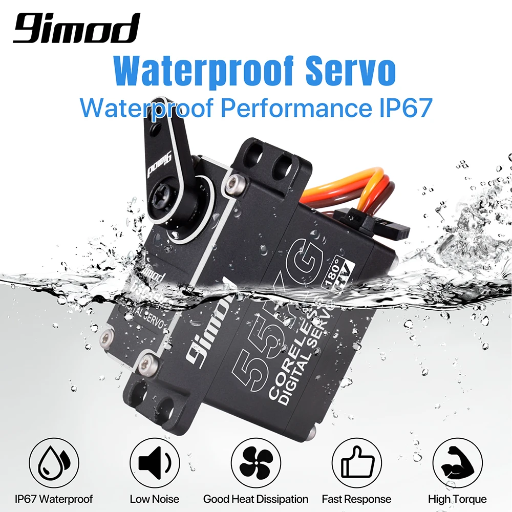 9imod 55kg Servo impermeable IP67 180/270 Sensor magnético alto Torque Sin Núcleo Servo Digital engranaje totalmente metálico para coches 1/8 1/10 RC