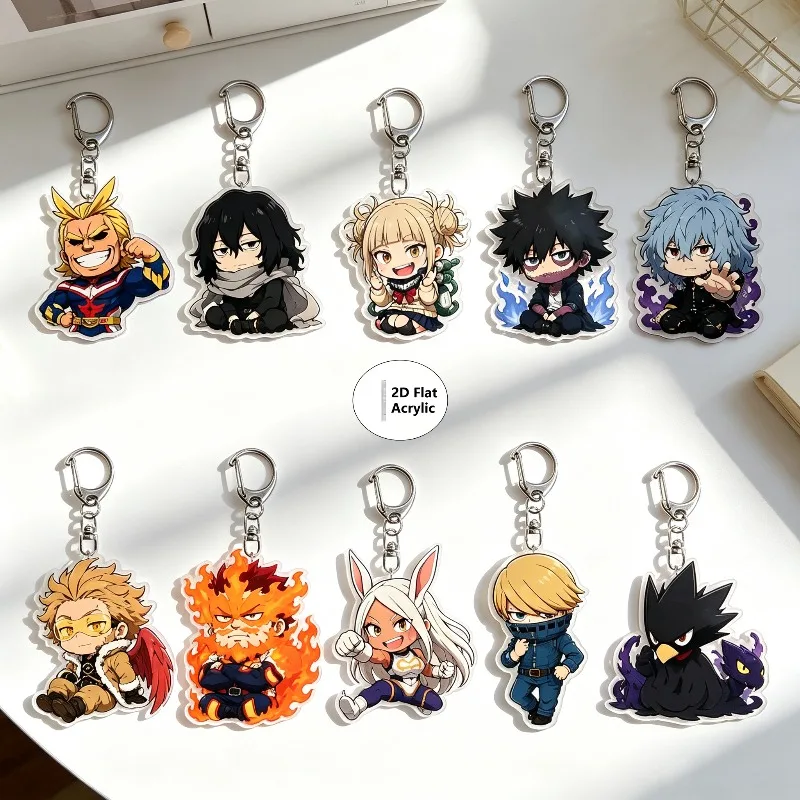Lote de 10 Llaveros de Anime My Hero Academia, Llavero Acrílico de Izuku Bakugo Katsuki, Accesorios Colgantes, Regalos de Dibujos Animados, Venta al Por Mayor